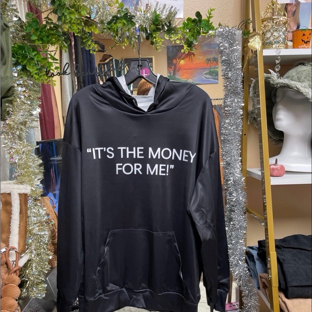 Black Hoodie with White Text